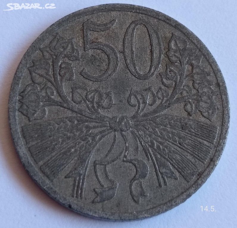 Mince 50 haléřů 1941 protektorát Čechy a Morava