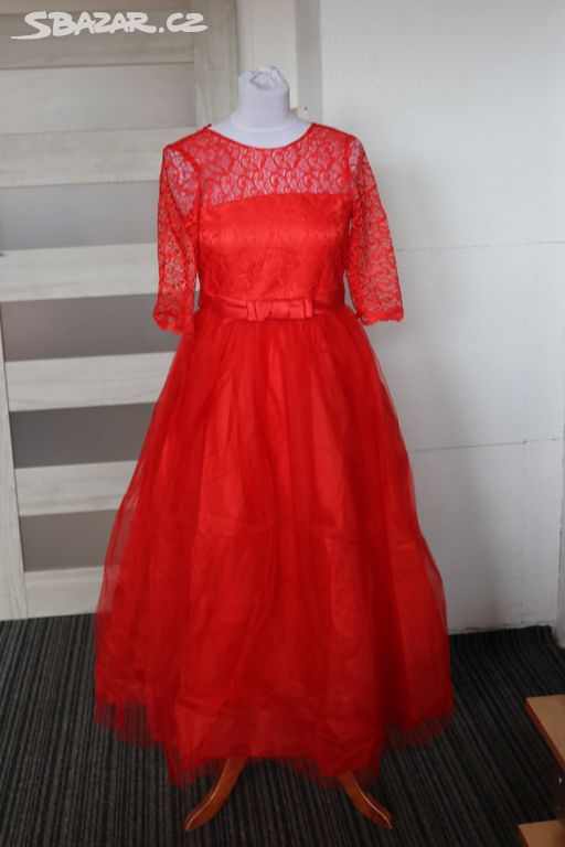 Dětské slavnostní šaty na svatbu červené 9let