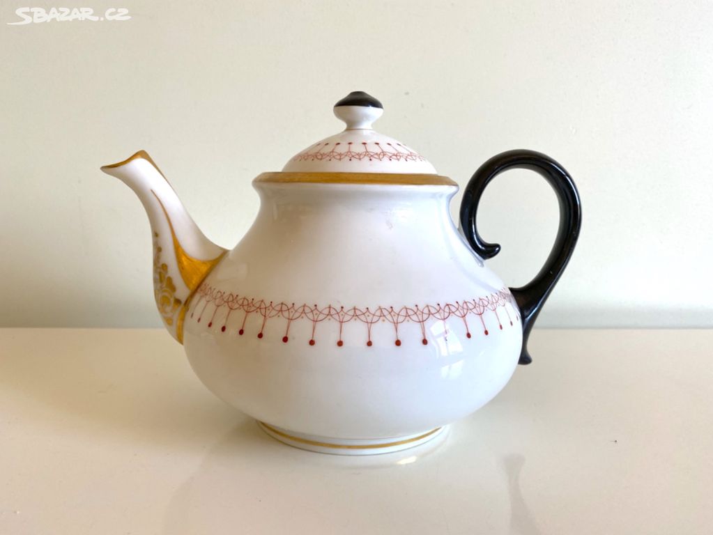 Porcelánová čajová konvice Art Deko, značená