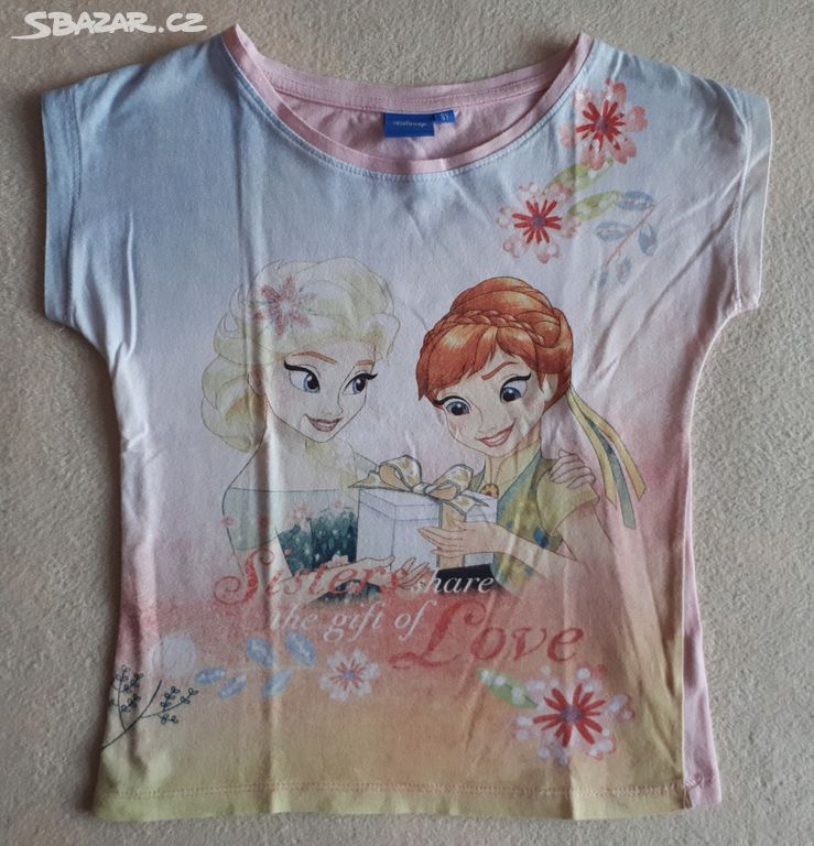 Dívčí tričko Frozen, Elsa a Anna, vel.128