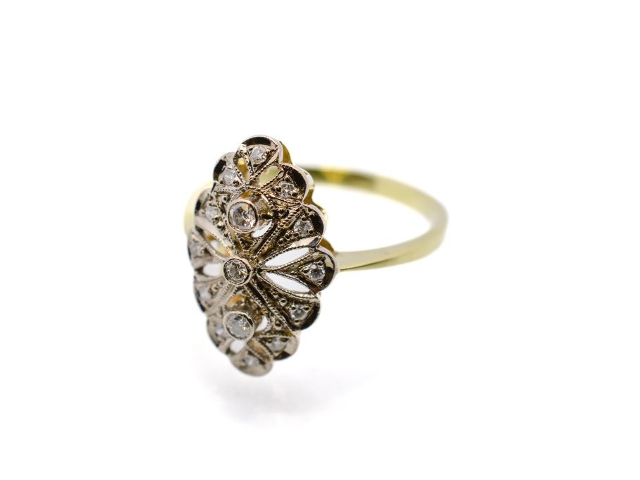 Zlatý prsten s diamanty, vel. 61 (15543)