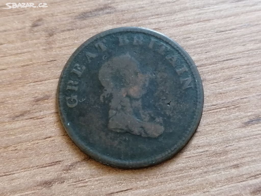 Mince Anglie 1/2 Penny token 1814 Velká Británie
