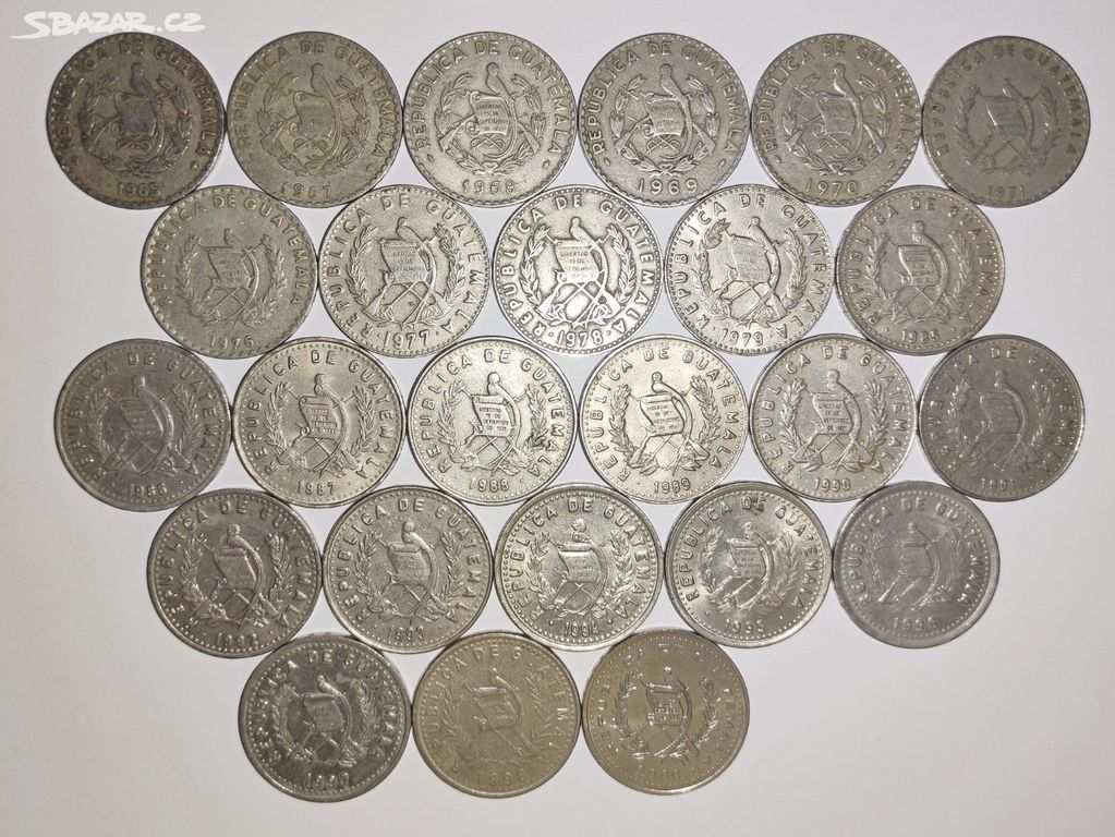 Guatemalské 25 Centavos (1965 - 2000), 25 Ks