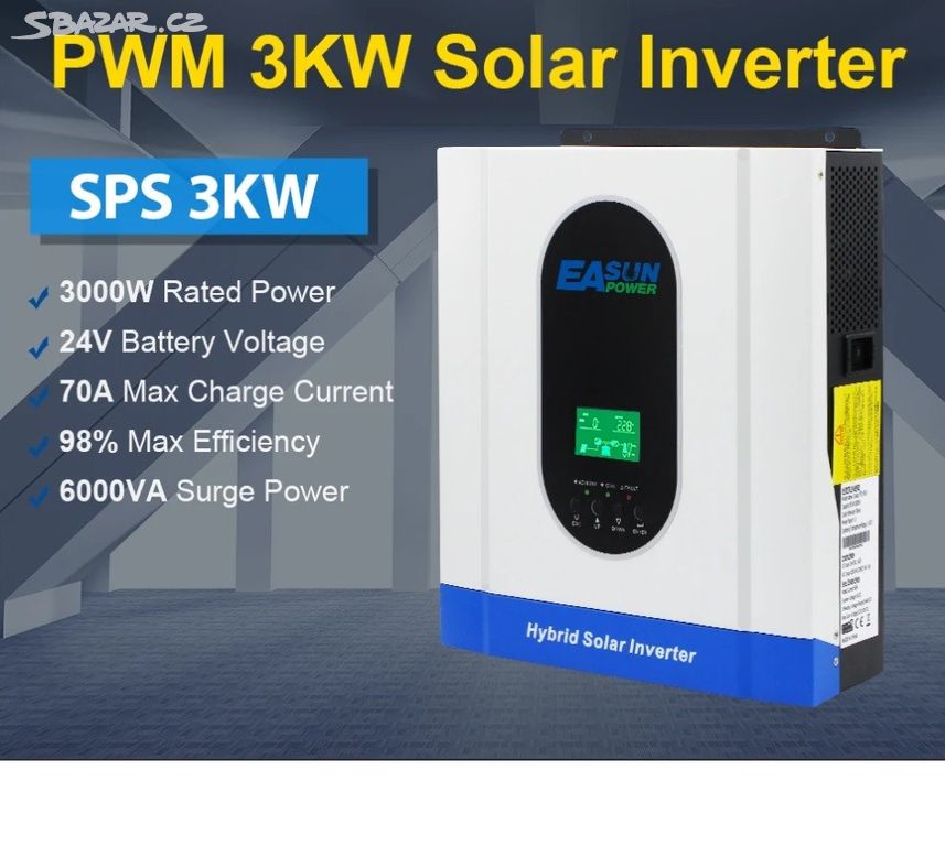 Solární invertor EASUN POWER 3KW 230VAC 24V