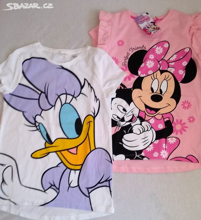 Nové Disney bílé tričko Minnie Mouse Daisy 134/140