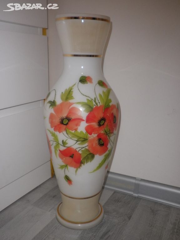 Krásná stará velká malovaná váza-VLČÍ MÁKY