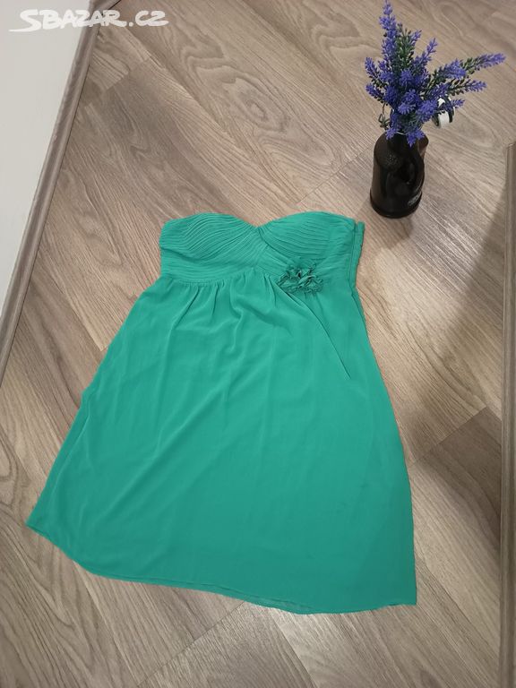 Šaty vel.40/42, zelené šaty, šaty bez ramínek