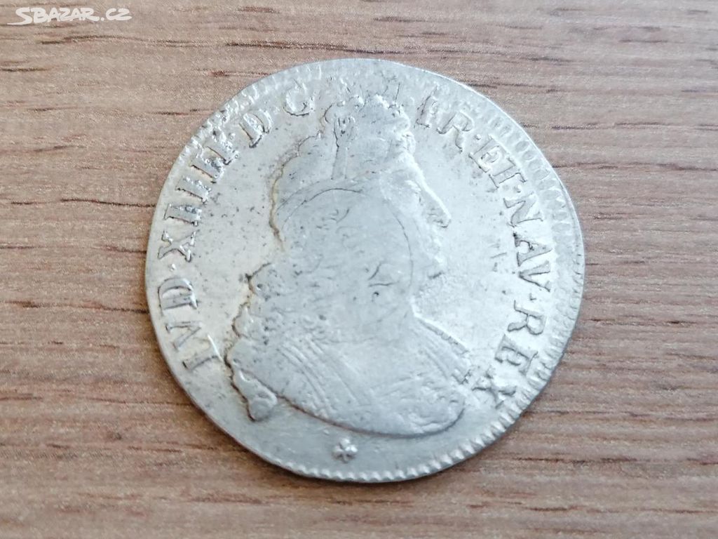 Francie stříbro 1/2 Ecu 1704 Ludvík stříbrná mince