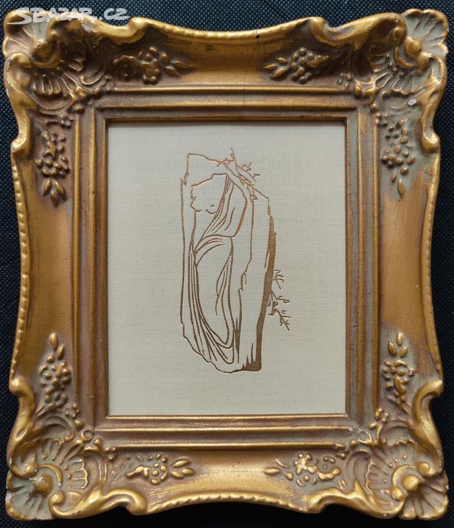Obraz grafika zlacená draperie v blondelu od Toyen