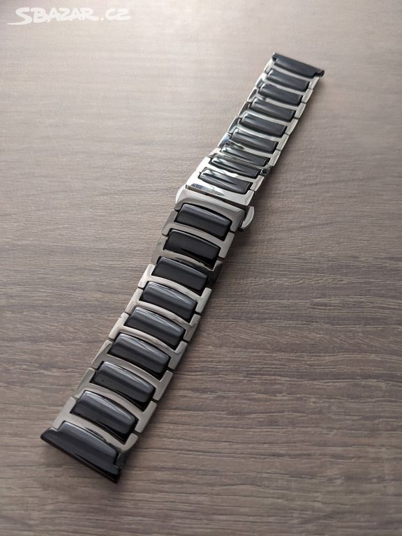 Stříbrno černý řemínek/pásek na hodinky 22mm