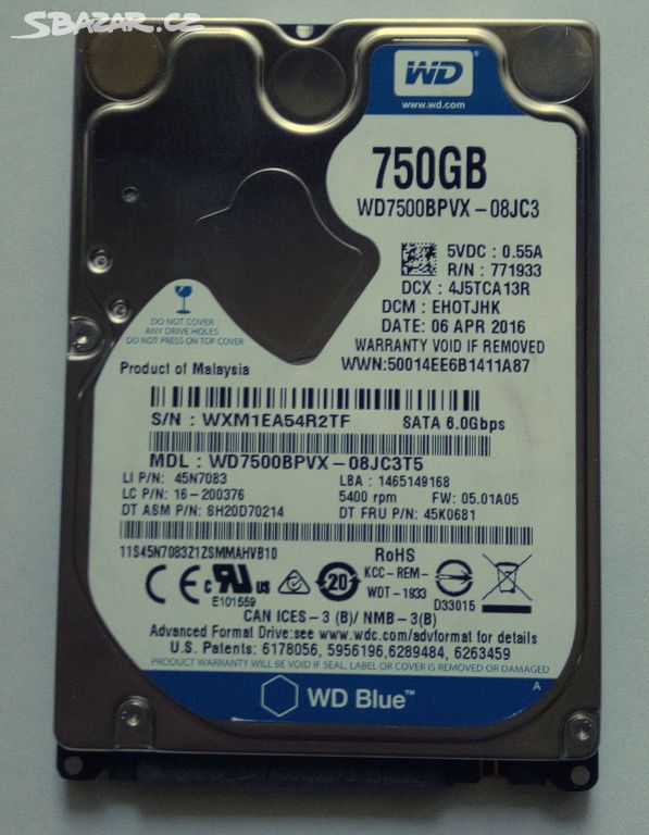 Disk 2,5 sata Western Digital 750 GB
