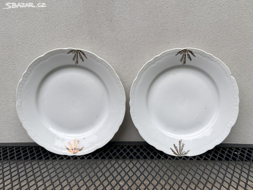 2x Starý retro porcelánový dezertní talíř