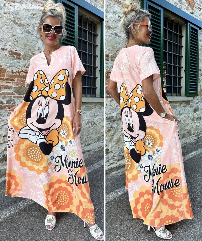 L/XL Dlouhé dámské letní maxi šaty Minnie Mouse