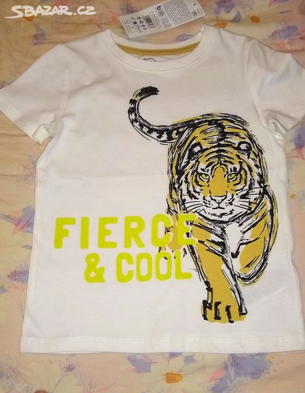 Nové bílé tričko Tygr šelma 104 110