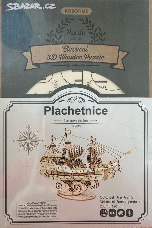 Nové dřevěné puzzle plachetnice wooden 3D