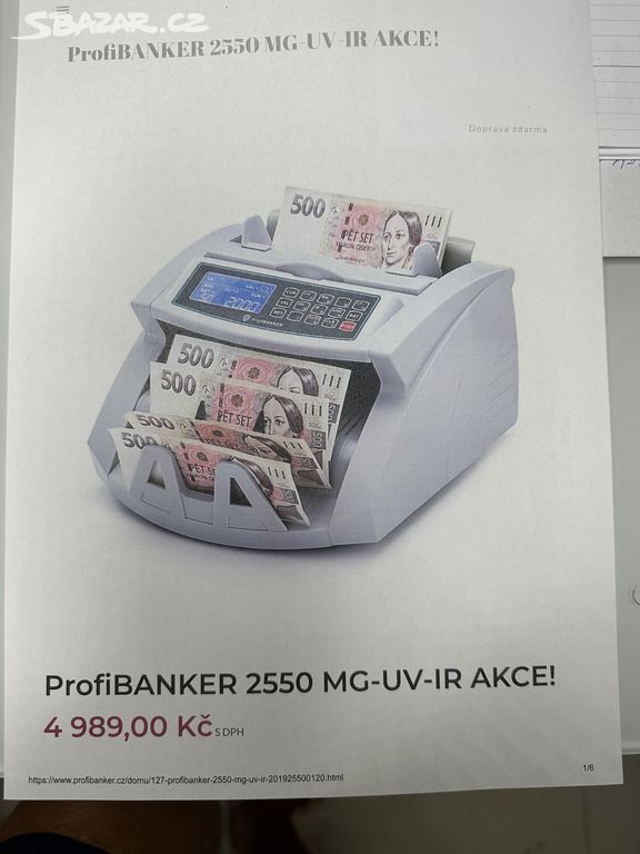 Počítačka bankovek ProfiBANKER 2550 MC-UV-IR.