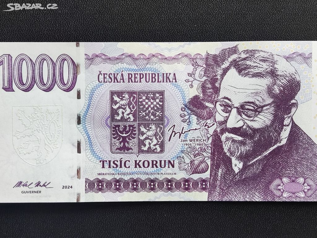 Jan Werich 1000 korun, jen 150 kusů, s.č. 00072