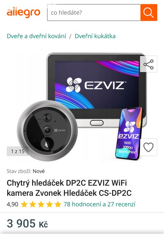 Chytre wifi dverni kukatko - Ezviz DP2C