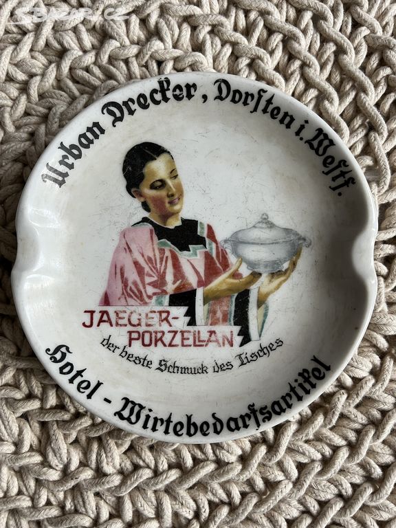 Historický porcelánový německý popelník Bavaria