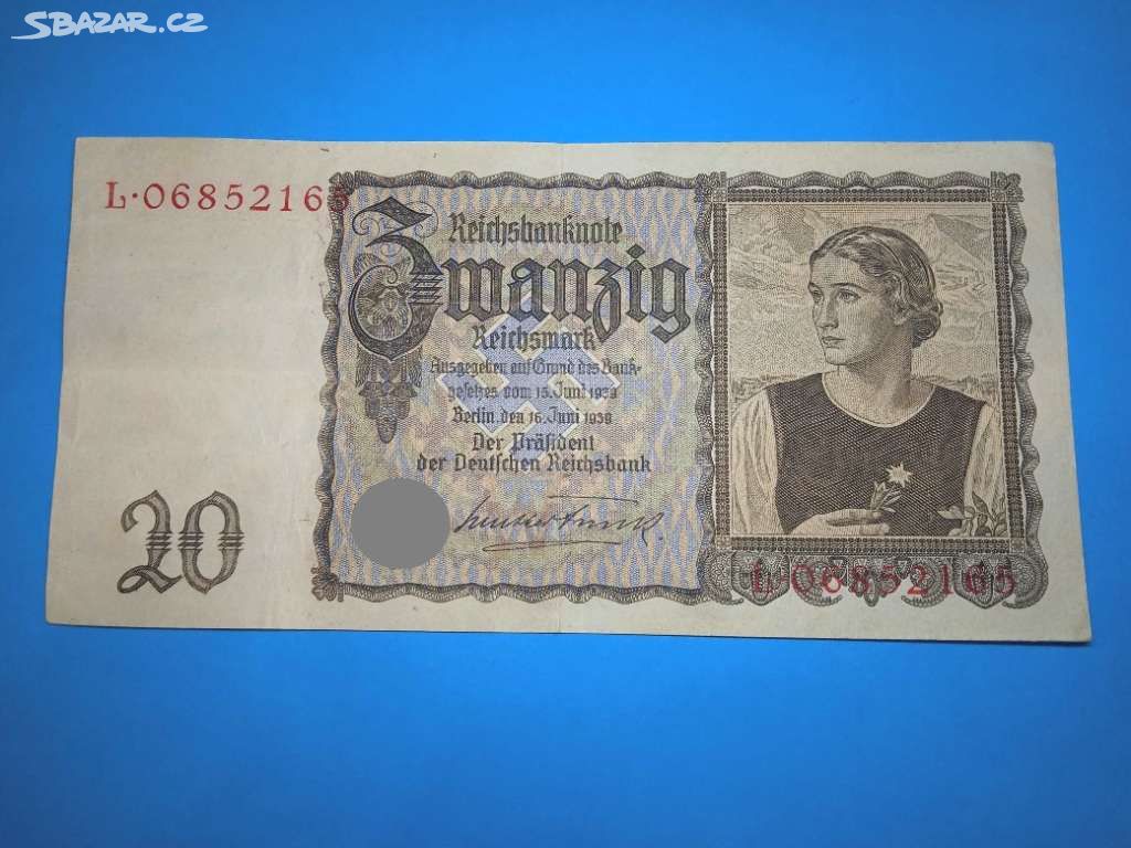 Bankovka NĚMECKO - 20 Reichsmark 1939