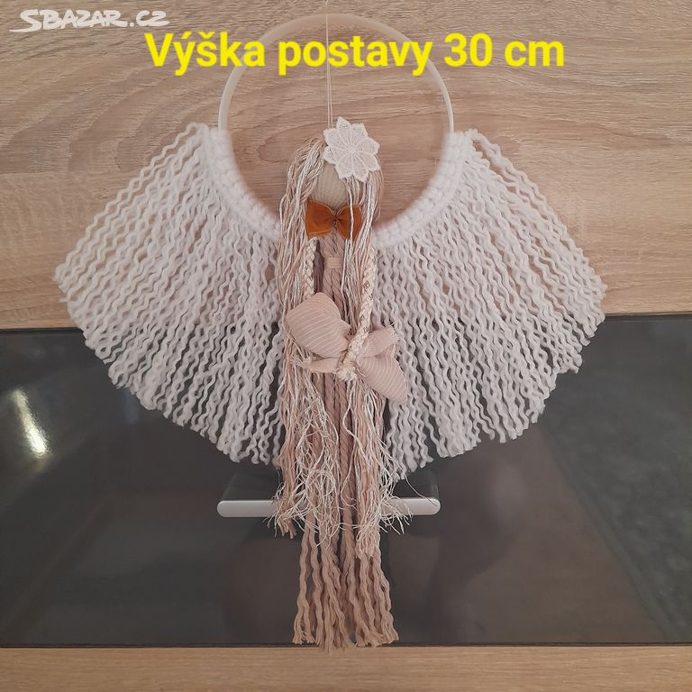 Vánoční dekorace, macrame, Anděl