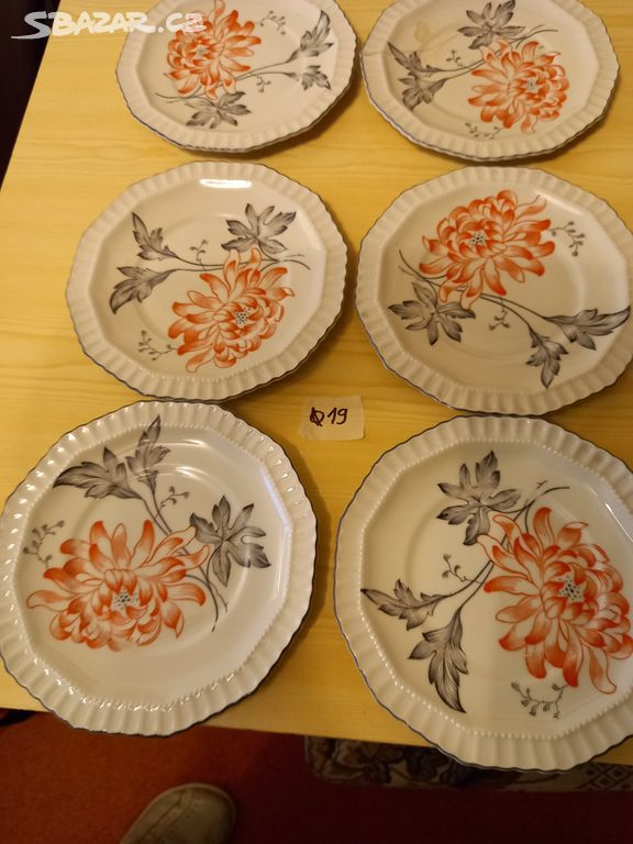 6x porcelán talíř 1 prasklina