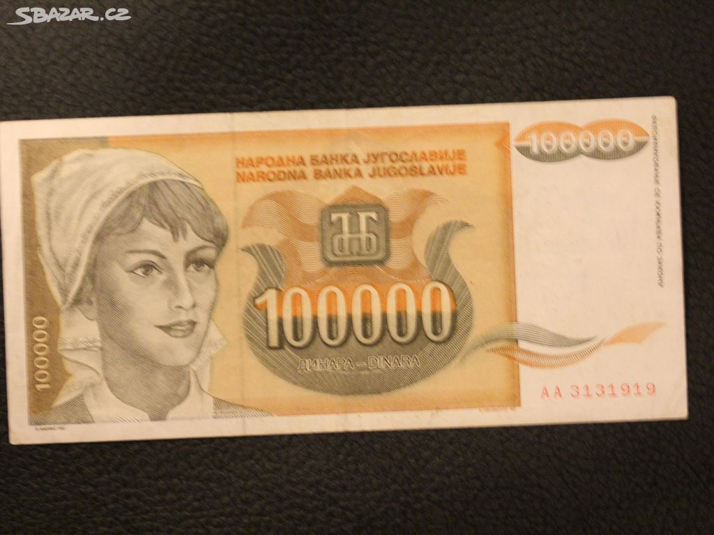 Jugoslávie 100000 Dinars 1993