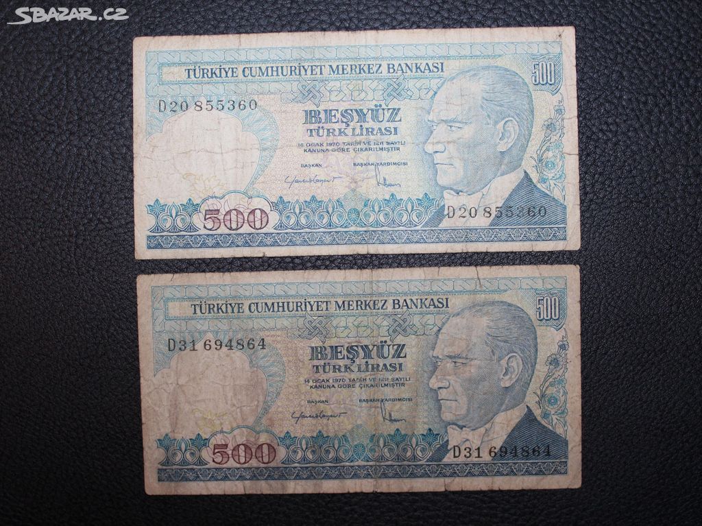 Turecko 2 X 500 Lira 1970