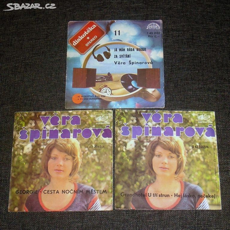 Prodám set 3x 7" singl Věra Špinarová / SUPER STAV
