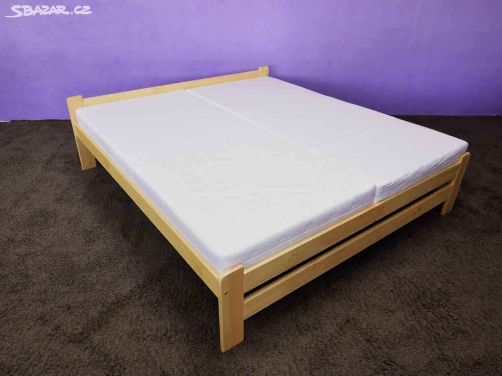 Manželská postel - zvýšená - masiv borovice