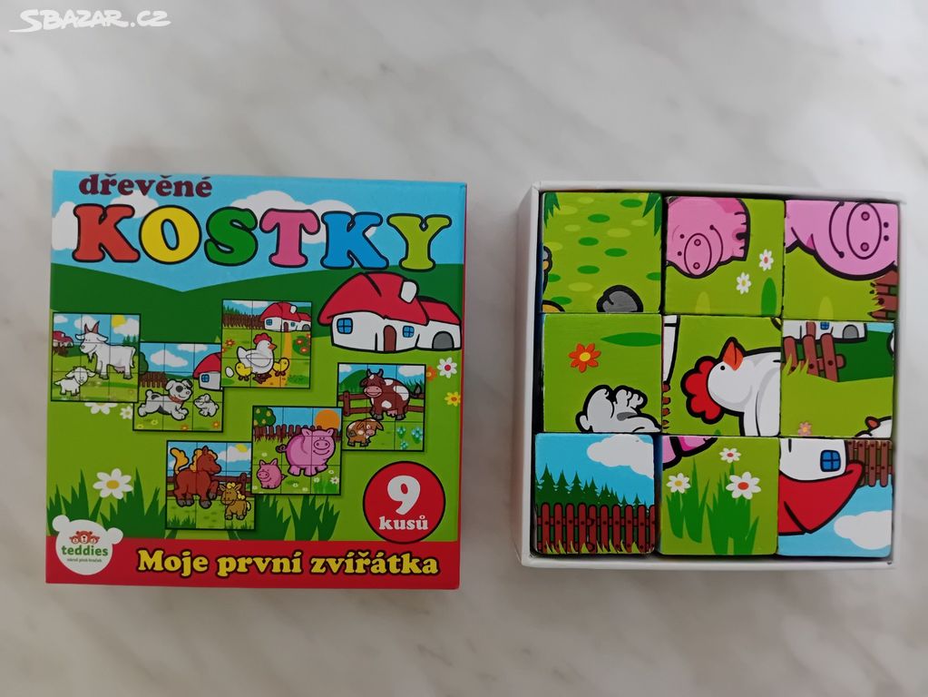 Drevene kostky - moje prvni zviratka.Nove