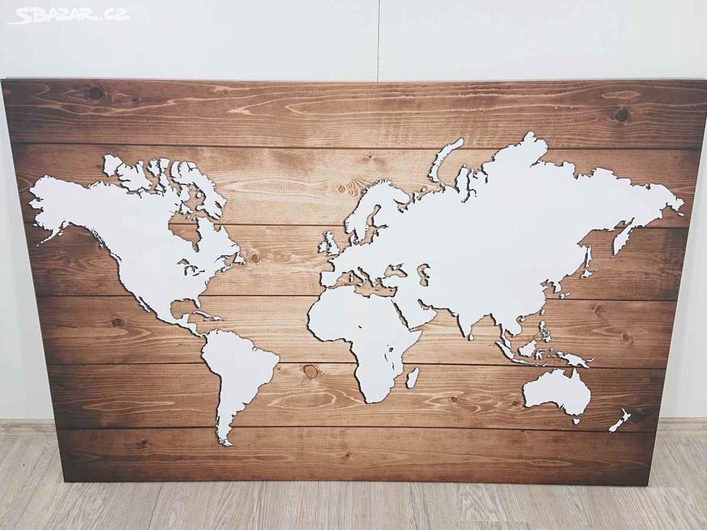 Obraz mapa světa bílá Malvis, 150x100 cm