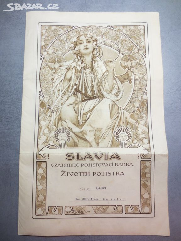 Alfons Mucha - grafika - Slavia - pojistka