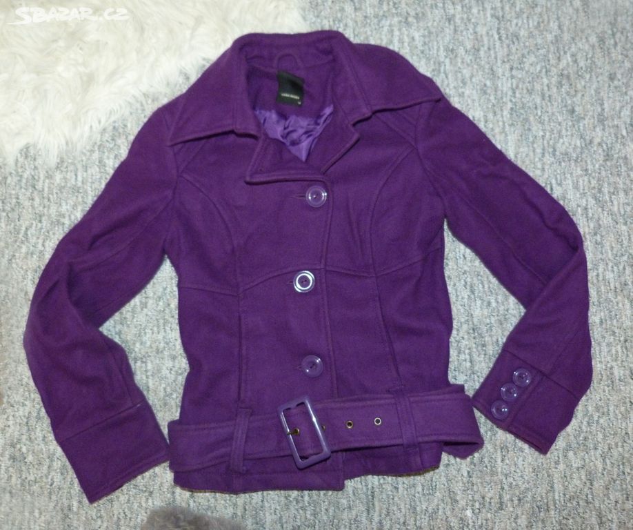Dámský fialový vlněný kabát VERO MODA vel. S/M 38