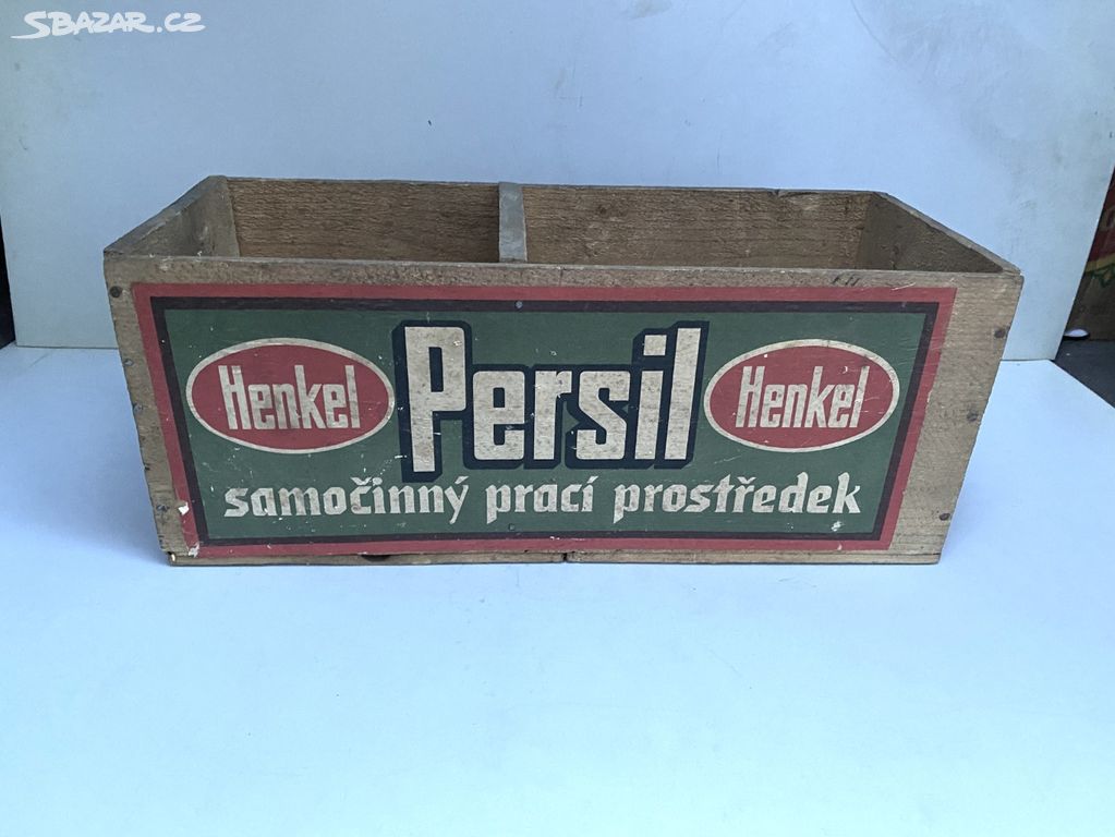 Reklamní krabice Persil stará dřevěná bedýnka