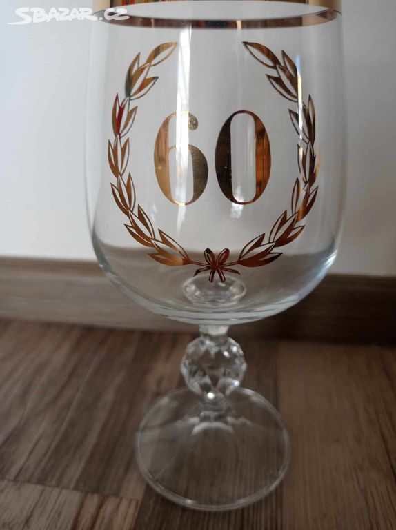 Jubilejní sklenička 60, výška 16,5 cm, 2 dcl
