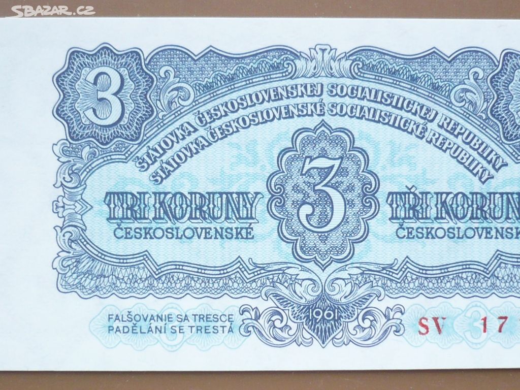 Bankovka, Československo 3 Kč ročník 1961