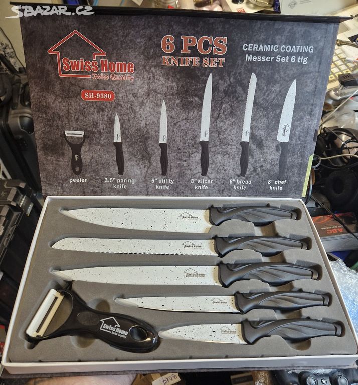 sada 5ti nožů + škrabka, Swiss Home SH- 9380