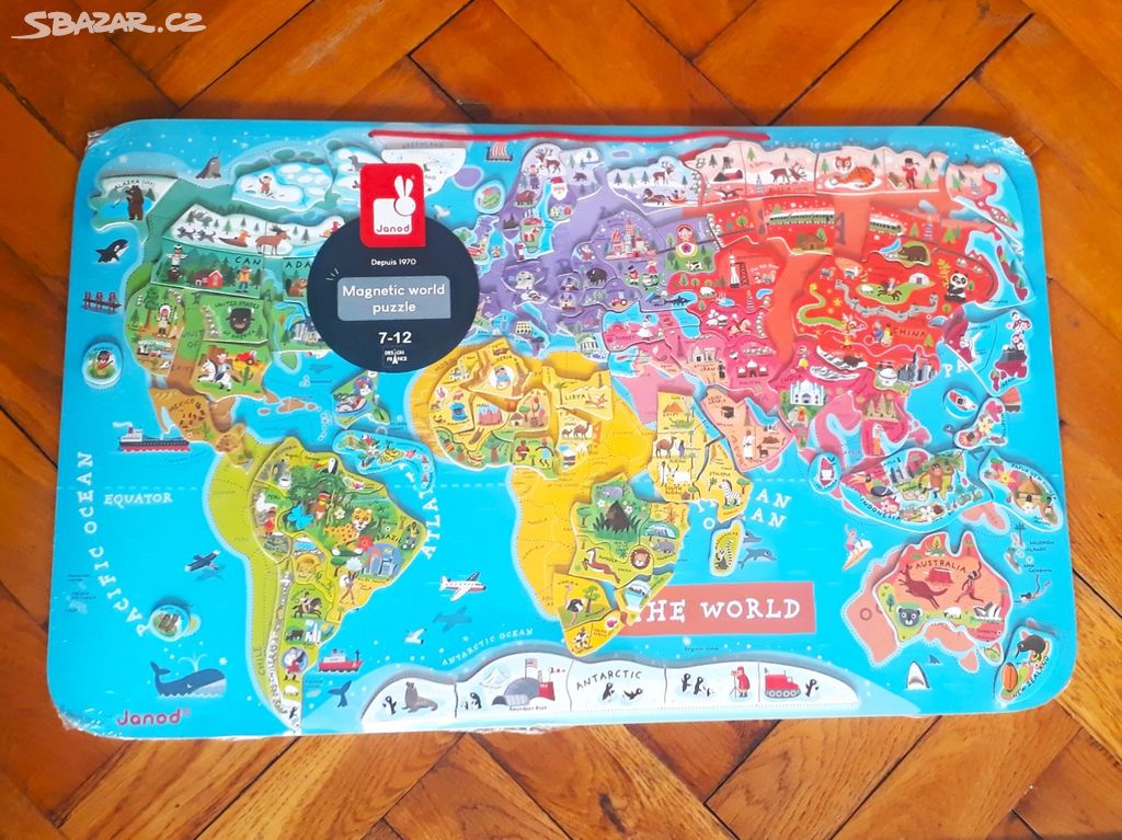 Magnetická mapa světa (puzzle) Janod - NOVÁ
