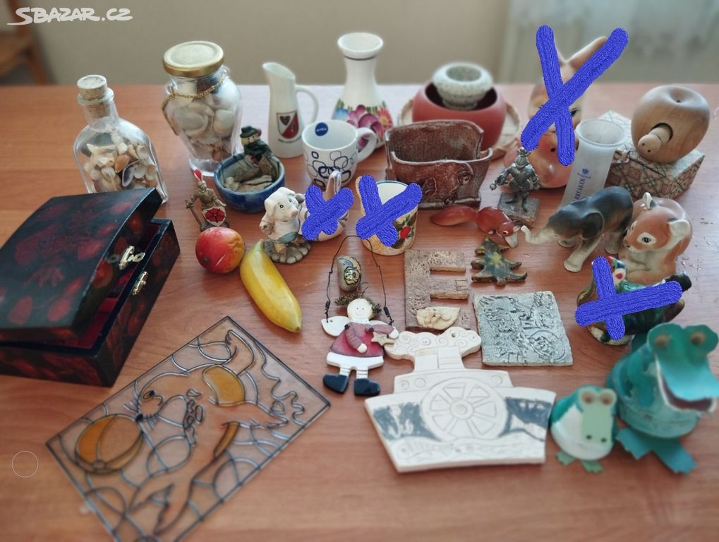 Sklo, keramika, porcelán: různé drobné výtvory