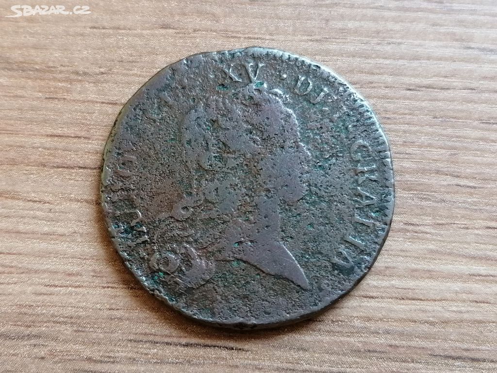 Francie 1 Sol 1720 Ludvík XV. francouzská mince