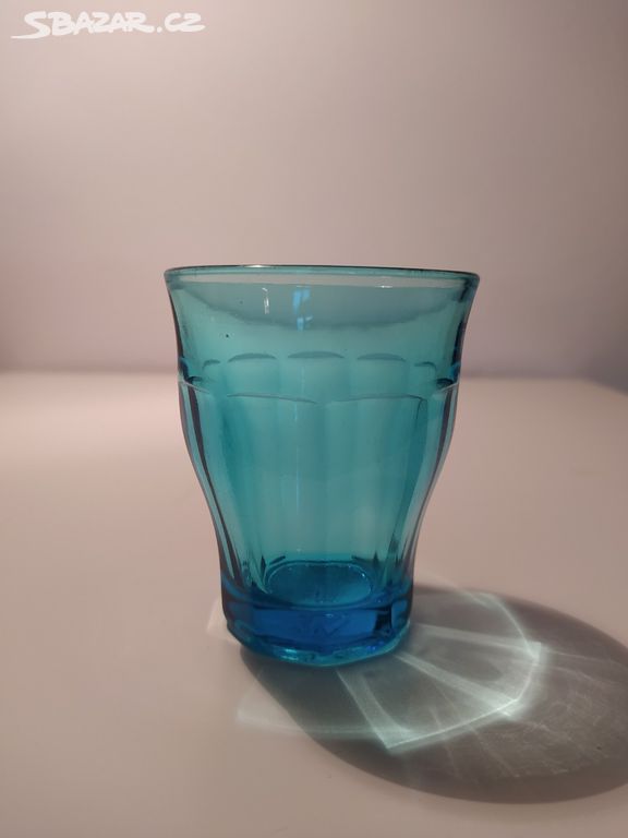 Stará retro sklenice Durit - modrá, značená