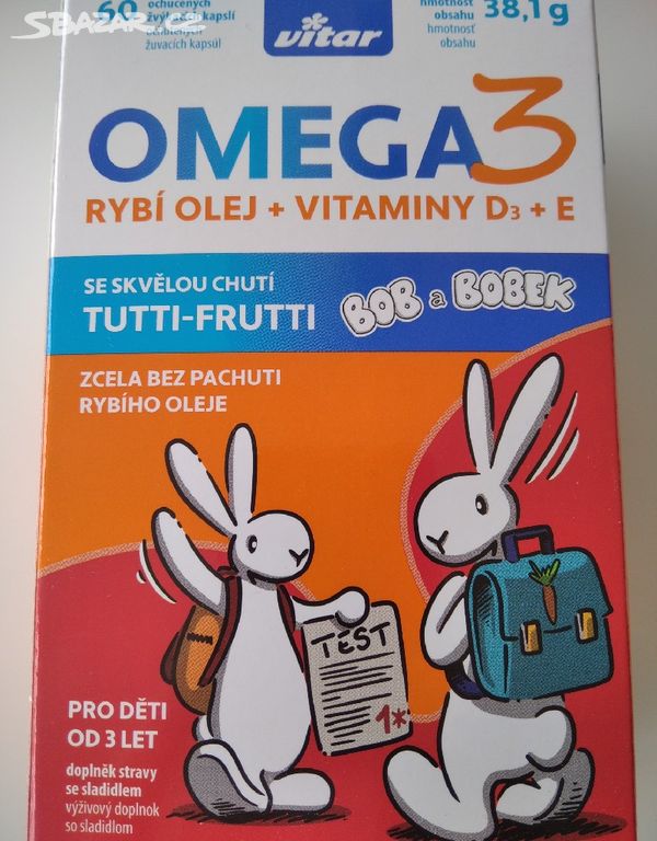 Omega 3 dětské žvýkací + Vit.D + Vit.E 60 kapslí