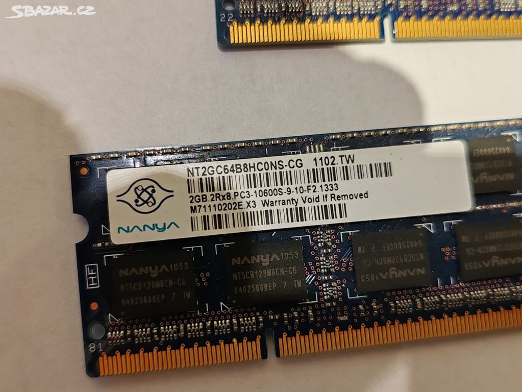 RAM paměti DDR3, SODIMM, Ram do notebooku 2x2GB