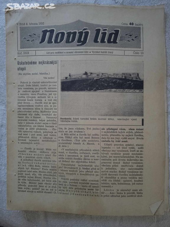 NOVÝ LID, 1932, starý tisk,noviny
