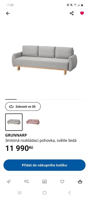 3místná rozkládací pohovka Ikea