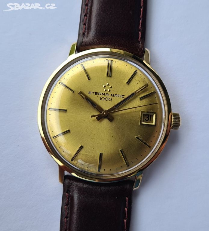 Pánské zlaté náramkové hodinky Eterna Matic 14K