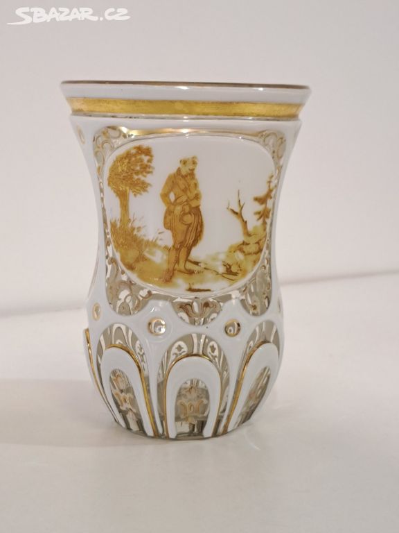 Starožitný pohár sklenice Biedermeier 19 st. 7456