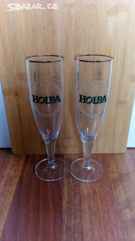 Dvě pivní sklenice HOLBA, pivovar Hanušovice