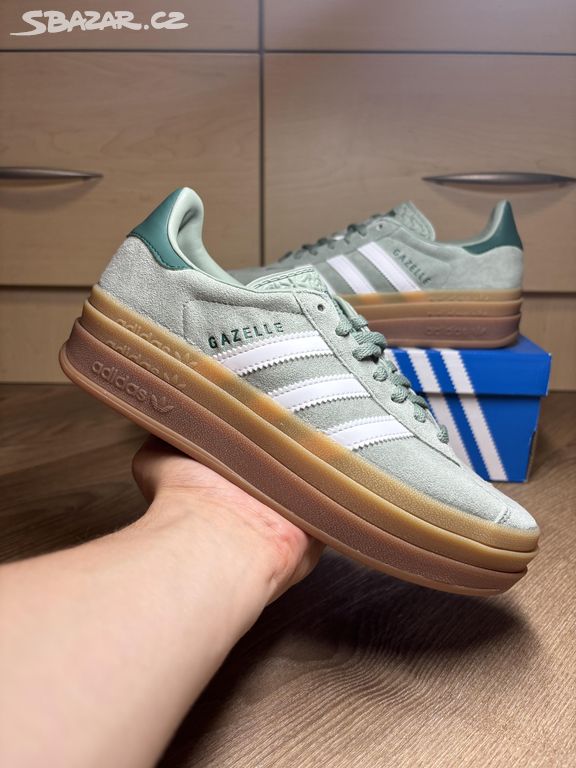 Adidas Gazelle Bold Silver Green Gum 37 1/3